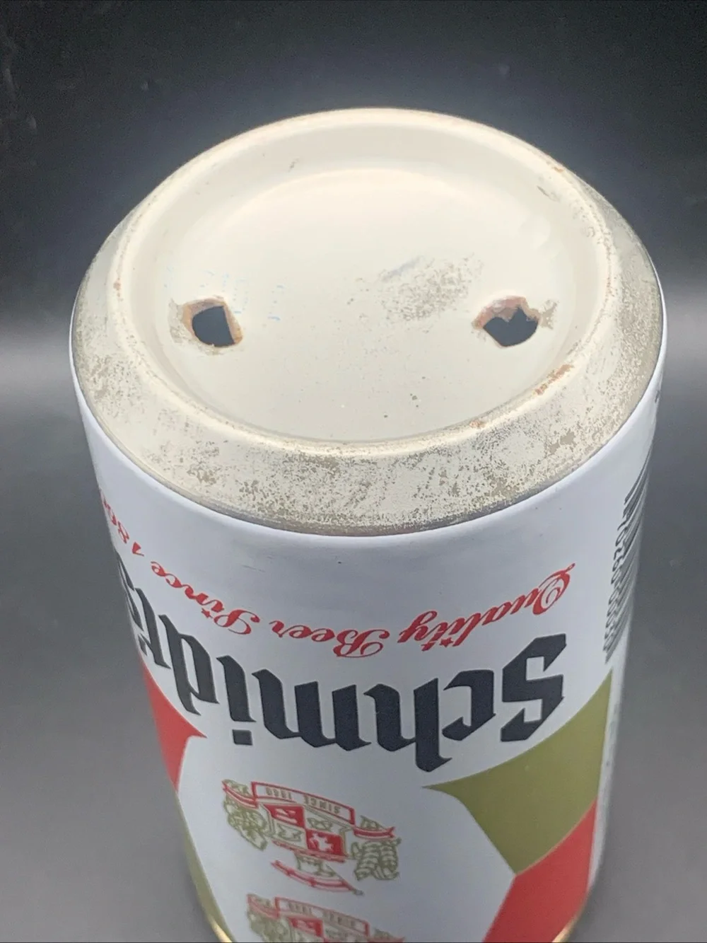 Vintage Beer Can Schmidt's Quality Beer Since 1860 Black Writing Pull Tab Empty